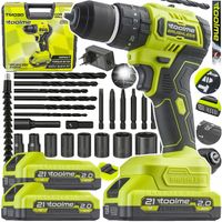 Wiertarko wkrętarka UDAROWA Bez szczotkowa aku 2x21V Li-ion toolme