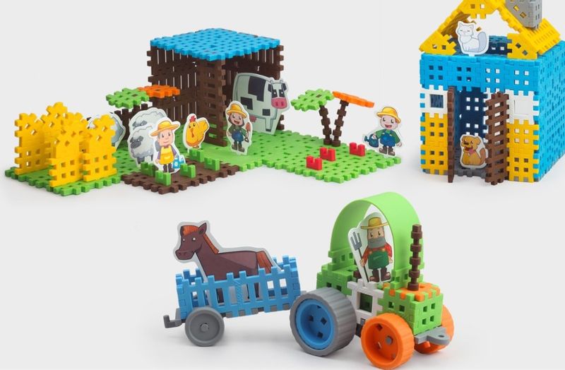 Klocki konstrukcyjne mini wafle farmer blister zdjęcie 2