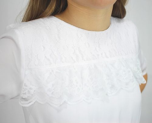 Sukienka BIAŁA Komunia KORONKA Z Falbanką 134 na Arena.pl