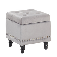 Puf ze schowkiem welurowy jasnoszary LORETTO