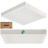 Plafon LED Lampa Sufitowa Natynkowa 24W 2640lm 4000K Biała Kwadrat