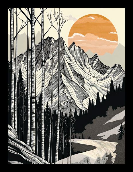 Plakat 15x20cm Drzeworys Górski zdjęcie 2