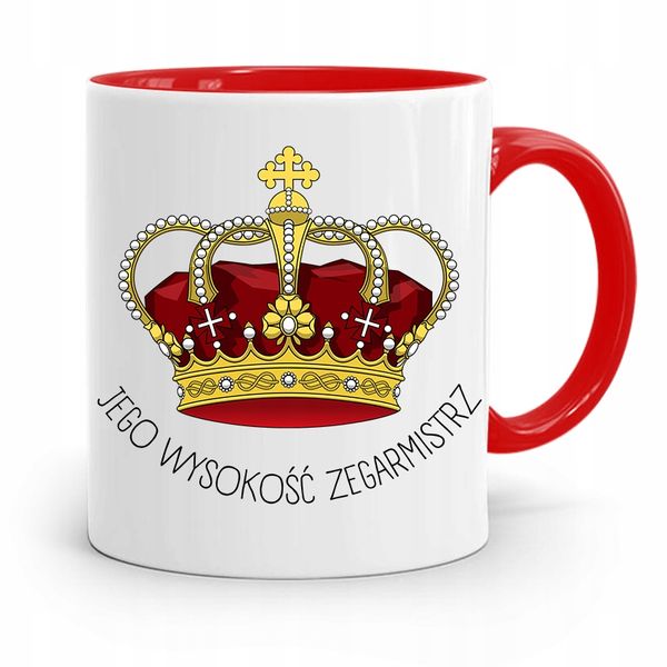 Kubek Czerwony Dla Zegarmistrza Jego Wysokość Z Nadrukiem Ze Zdjęciem zdjęcie 1