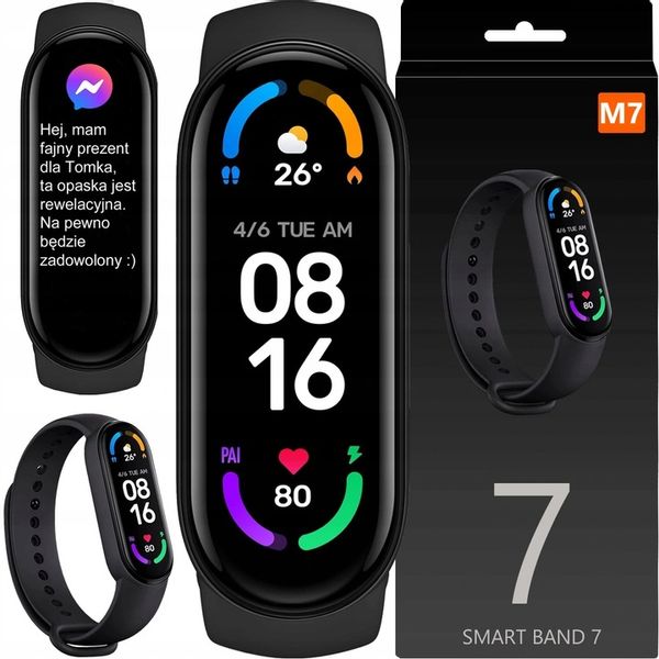 SMARTWATCH SMARTBAND ZEGAREK OPASKA SPORTOWA M7 APLIKACJE PL KROKOMIERZ ITP zdjęcie 1