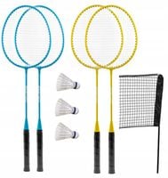ZESTAW XXL DO BADMINTONA 4 RAKIETKI SIATKA LOTKI BADMINTON SPORTVIDA