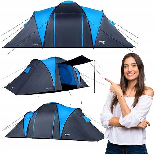Turystyczny Namiot Kempingowy Duży Z 2 Wejściami 2 Sypialnie 6 osób SOLIDNY na Arena.pl