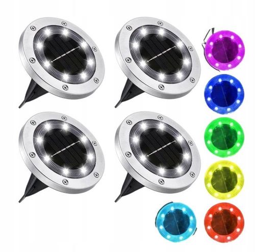 LAMPKI SOLARNE GRUNTOWE DISK LIGHT 4 szt RGB KOLOR na Arena.pl