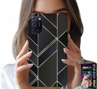 ETUI DO OPPO A52 - ZŁOTE RAMKI, ELEGANCKIE WZORY + SZKŁO