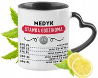 Kubek Czarny Z Uszkiem W Kształcie Serca Dla Medyka Na Prezent