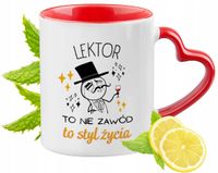 Kubek Czerwony Z Uszkiem W Kształcie Serca Dla Lektora Na Prezent