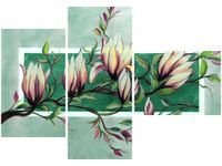 100CM 80 OBRAZ 3 ELEM SŁODYCZ MAGNOLII ZIELENI ŚCIENNY