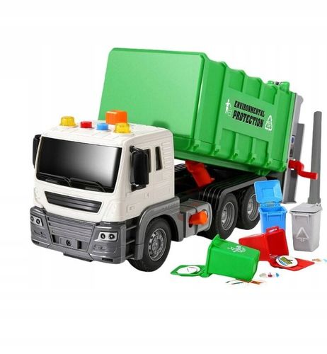 ŚMIECIARKA ciężarówka DUŻA mocna ŚWIATŁO DŹWIĘK napęd kosze na śmieci na Arena.pl