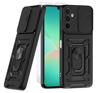 Etui pancerne do SAMSUNG GALAXY A26 5G Slide Ring czarny case + szkło 9H