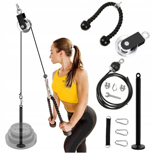 WYCIĄG GÓRNY I DOLNY ZESTAW DO 100KG UCHWYT TRICEPS DO TRENINGU SIŁOWEGO na Arena.pl