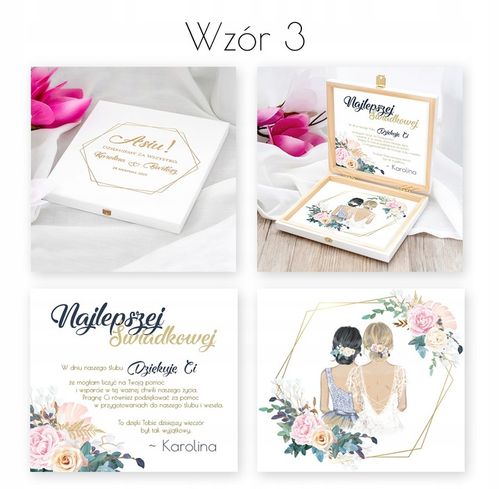 PODZIĘKOWANIA DLA ŚWIADKÓW W PUDEŁKU GRAWEROWANY PREZENT DLA ŚWIADKOWEJ na Arena.pl