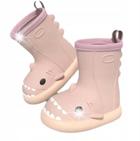 KALOSZE DZIECIĘCE REKINY SHARK GUMOWE BUTY wkładka 14 cm 23-24 RÓŻOWE