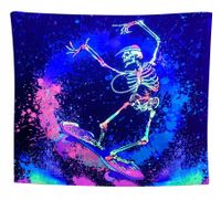 Dekoracja ŚCIENNA UV OBRAZ Fluorescencyjny GOBELIN ODBLASK Szkielet Skate
