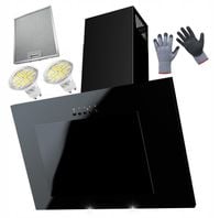 OKAP KUCHENNY KOMINOWY CZARNY SZKŁO LED 50CM FILTR wolnoostojący