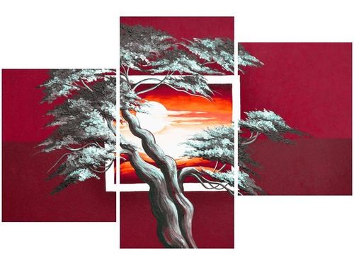 60 90CM OBRAZ 3 ELEM KARMAZYNOWY ZACHÓD SŁOŃCA ŚCIENNY DRUK PŁÓTNO na Arena.pl