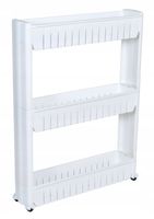 MOBILNA SZAFKA KUCHENNA ŁAZIENKOWA WĄSKI REGAŁ Z KÓŁKAMI BIAŁY 3 PÓŁKI