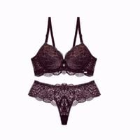 Shekini Komplet Bielizny Damskiej Koronkowy Brązowy 42/95C