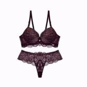 Shekini Komplet Bielizny Damskiej Koronkowy Brązowy 42/95C