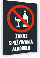Tabliczka znak informacyjny 20x15 Antracyt ZAKAZ PICIA ALKOHOLU Nierdzewna