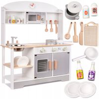 KUCHNIA DLA DZIECI DREWNIANA DUŻA XL MODERN CLASSIC GARNKI AKCESORIA ZESTAW
