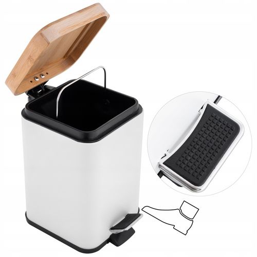 KOSZ NA ŚMIECI ŁAZIENKOWY 3L BIAŁY BAMBUS METAL do WC łazienki kwadratowy na Arena.pl