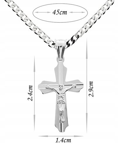 Łańcuszek srebrny pancerka 45cm 925 z krzyżykiem idealny prezent na komunię na Arena.pl