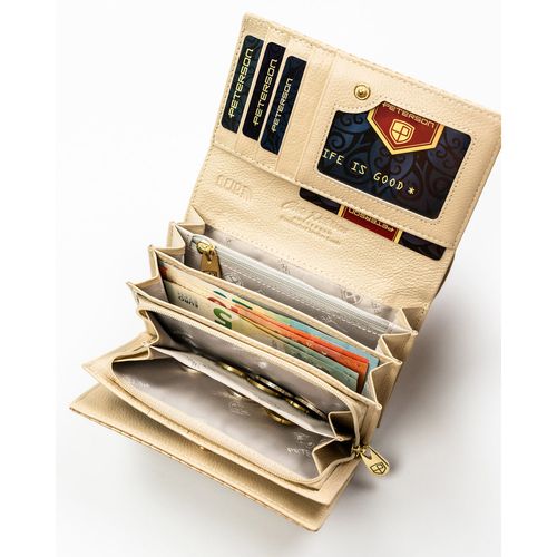 portfel damski ze skóry naturalnej i ekologicznej w beżowym kolorze na Arena.pl