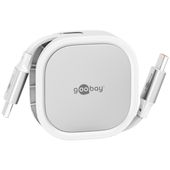 Kabel USB C 1m chowany 5V 3A 15W HiSpeed 480 Mbit/s biało-srebrny Goobay