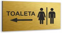 Tabliczka informacyjna nadruk TOALETA DAMSKO MĘSKA Tablica nierdzewna ZŁOTA