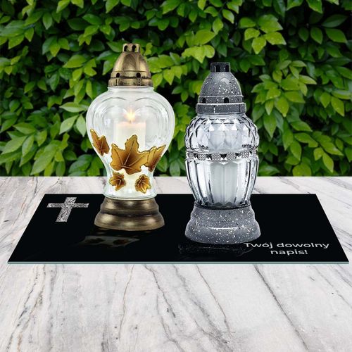 SZKLANA PODSTAWKA POD ZNICZE 60x30cm TWÓJ DOWOLNY NAPIS 16 wzorów na Arena.pl