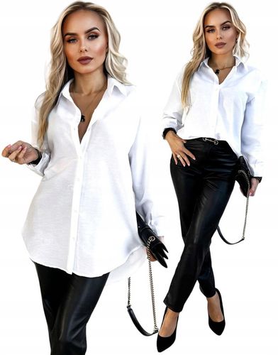 Elegancka gładka KOSZULA DAMSKA stylowa modna oversize guziki na Arena.pl