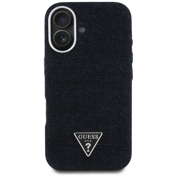 Etui Guess Denim Triangle Logo MagSafe do iPhone 16 czarny zdjęcie 3