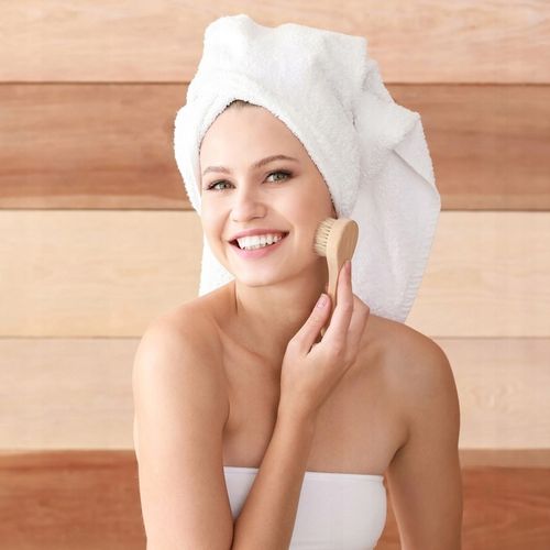 Szczotka naturalna z konia do masażu na sucho twarzy dekoltu biustu na Arena.pl