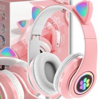 SŁUCHAWKI DLA DZIECI KOCIE USZY BEZPRZEWODOWE RGB