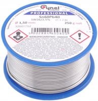 Cyna do lutowania z topnikiem SW26, Cynel, 1.5 mm, 250 g, CYNA 1.5/250