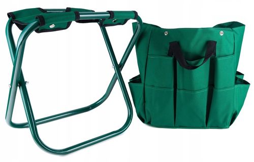 Stołek Składany Taboret Ogrodowy Wędkarski Z Torbą Na Narzędzia na Arena.pl