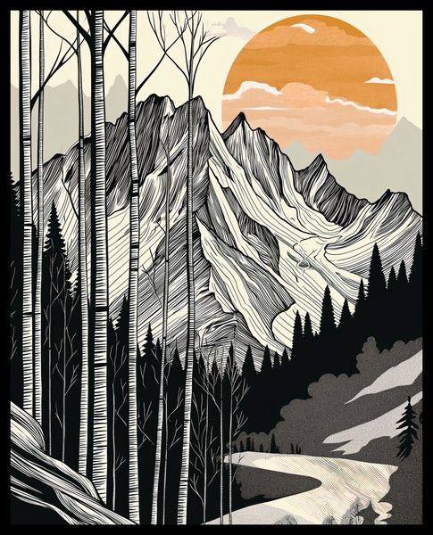 Plakat 40x50cm Drzeworys Górski zdjęcie 2