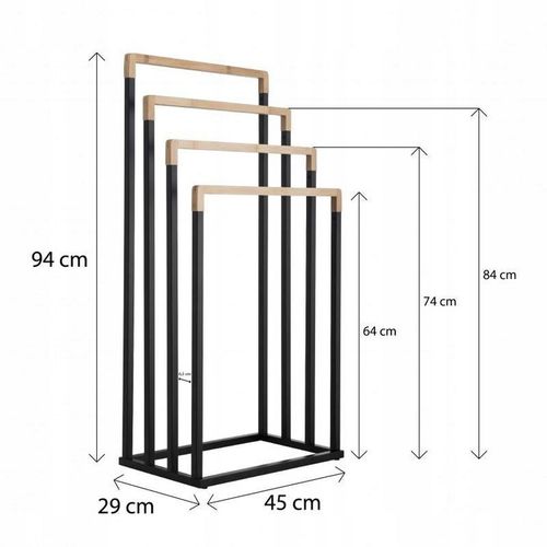 Stojak łazienkowy wieszak na ręczniki czarny stojący do łazienki bambus na Arena.pl