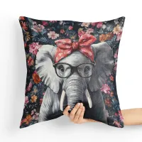 Poduszka Słoń - Ręcznie Wykonana z Mikrofazy i Minky Tył poduszki: - Czarny