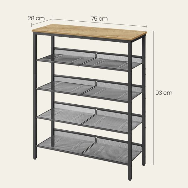 Szafka na buty loft 75x28x93 cm dąb artisan czarna metalowa zdjęcie 4