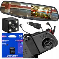 WIDEOREJESTRATOR LUSTERKO KAMERA SAMOCHODOWA COFANIA PRZÓD TYŁ FULL HD 32GB