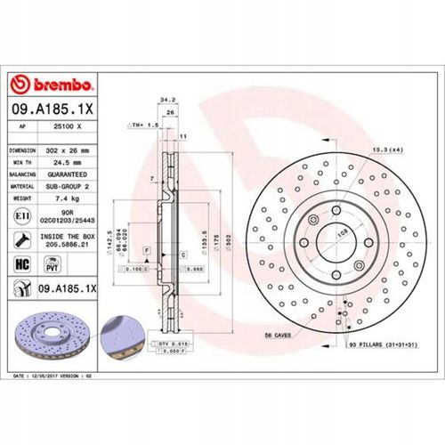 TARCZA HAM PRZOD 302X26 V XTRA BREMBO na Arena.pl