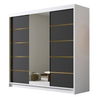 Szafa przesuwna EVO VI 200-pojemna garderoba-BIAŁY/CZARNY