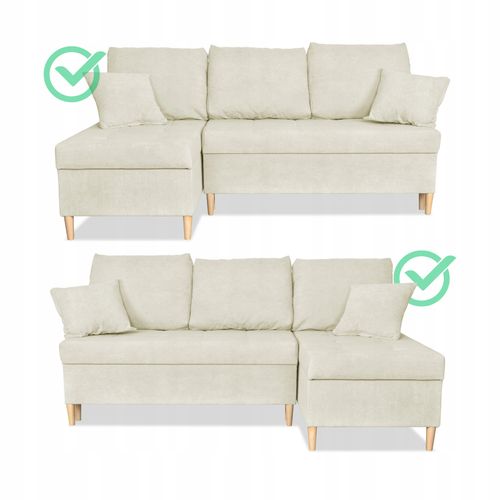 Narożnik Wigo rozkładany z funkcją spania  welur beżowy na Arena.pl