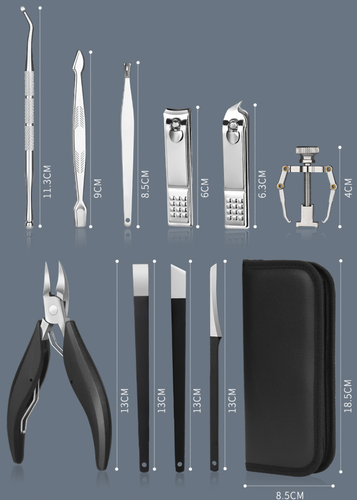 Duży zestaw do pielęgnacji paznokci manicure pedicure 11 elementów w etui na Arena.pl