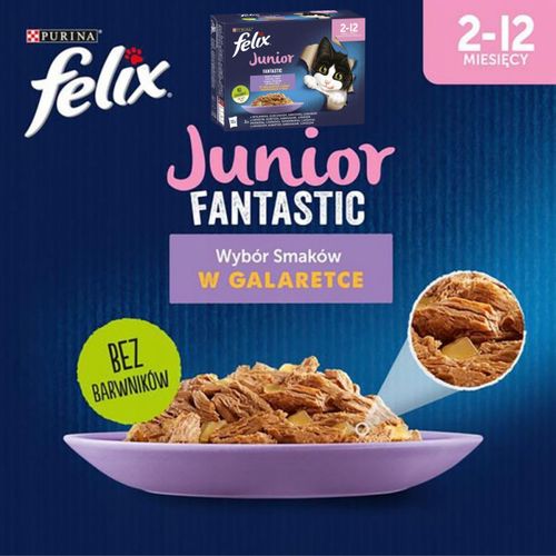 karma mokra dla kota felix wołowina kurczak łosoś sardynka 12 x 85g junior na Arena.pl
